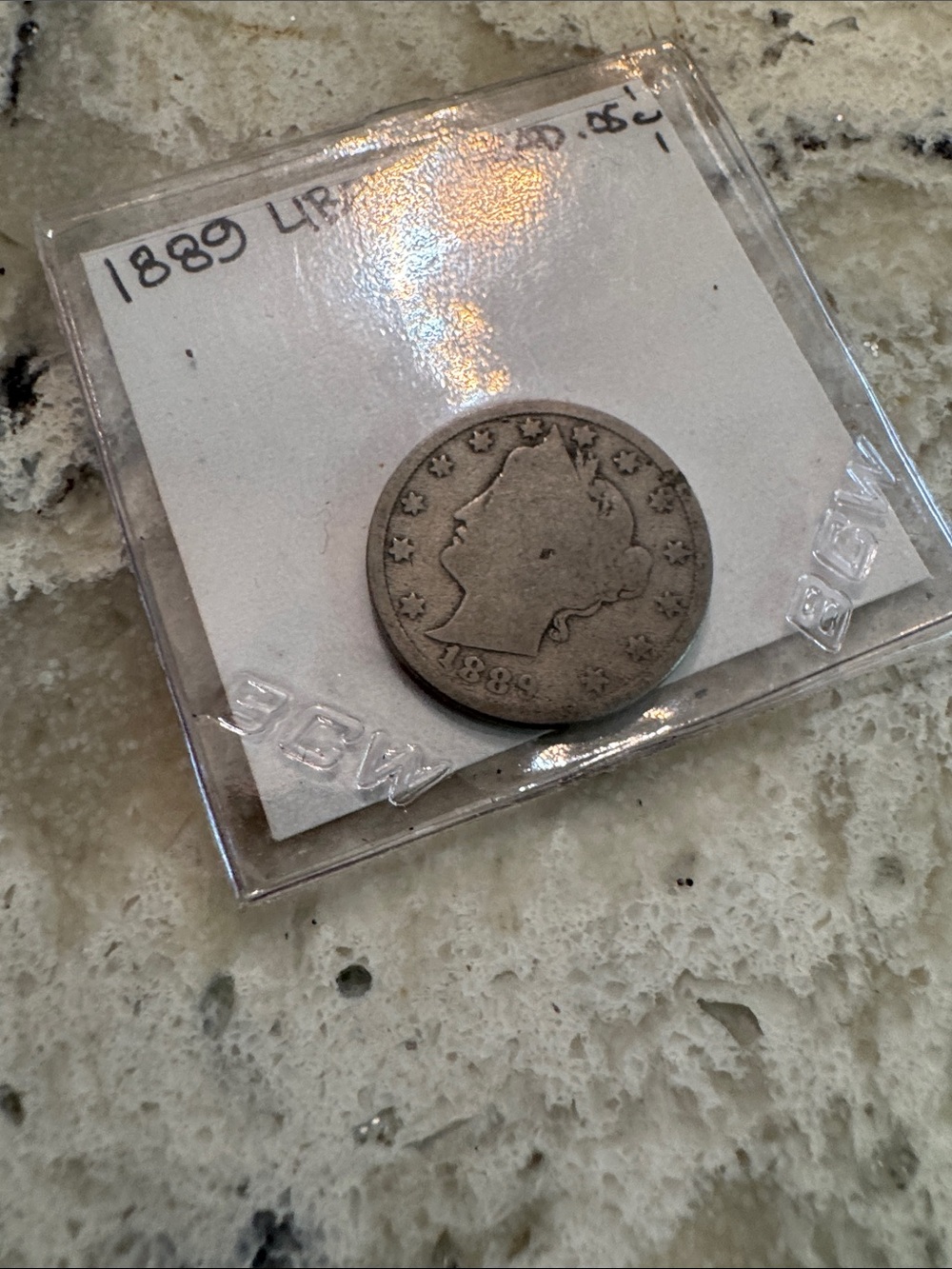 1889 Liberty Head V Nickel - Vintage Silver-Tone Coin